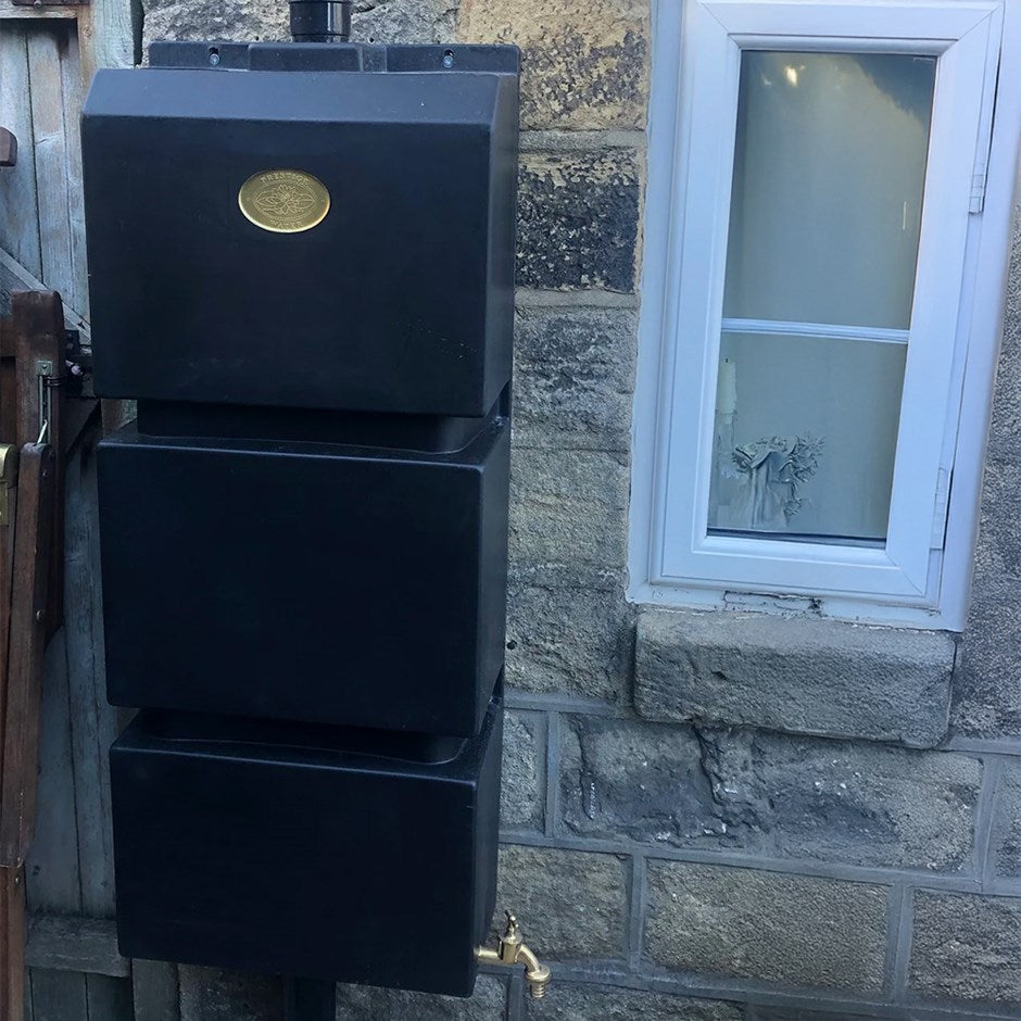 Wall Mounted 100L Rainwater Storage Tank - Black - Garden Shop Online