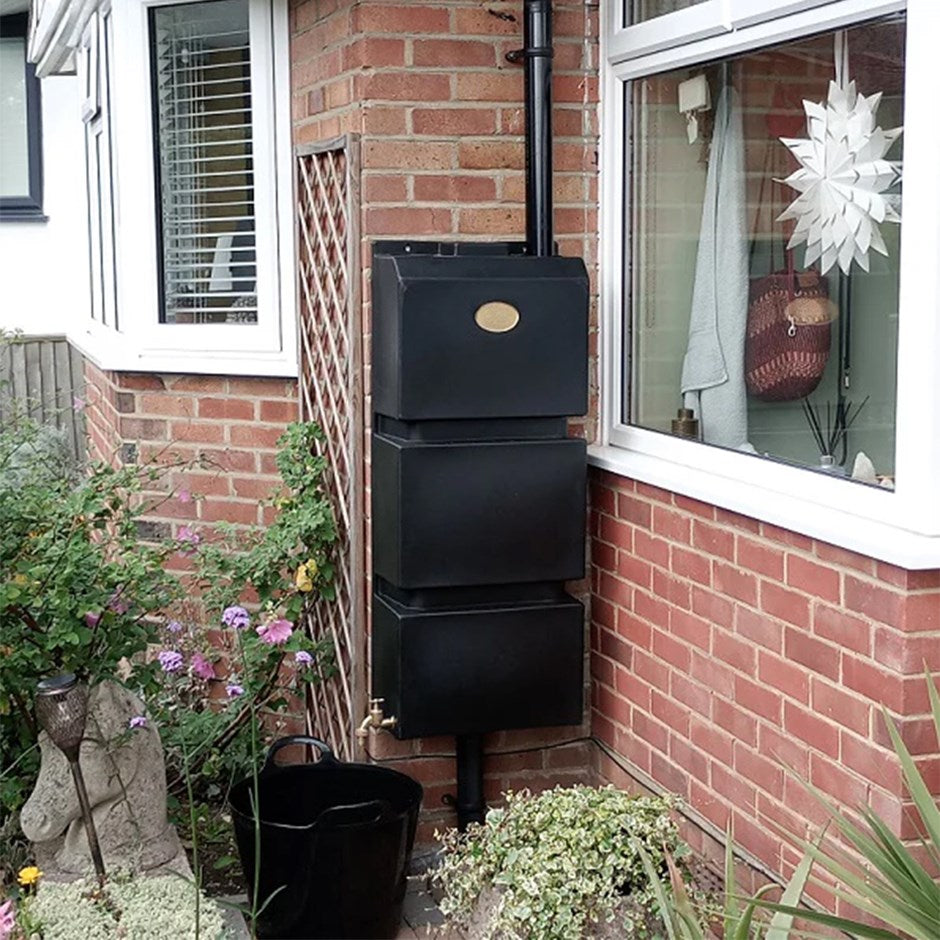 Wall Mounted 100L Rainwater Storage Tank - Black - Garden Shop Online