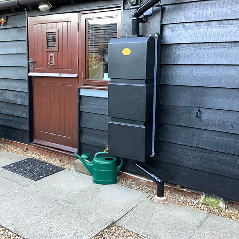 Wall Mounted 100L Rainwater Storage Tank - Black - Garden Shop Online