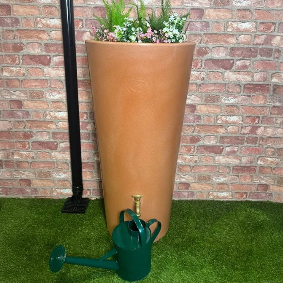 160 Litre Manhattan Curve Water Butt Planter - Washed Terracotta - Garden Shop Online