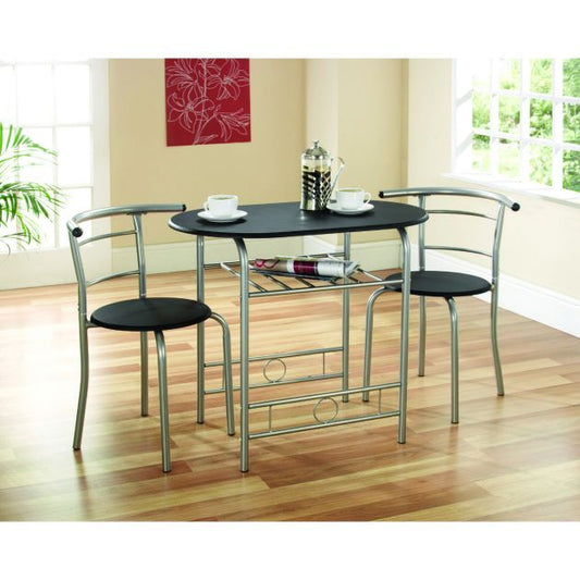 Compact Dining Set - Black/Silver