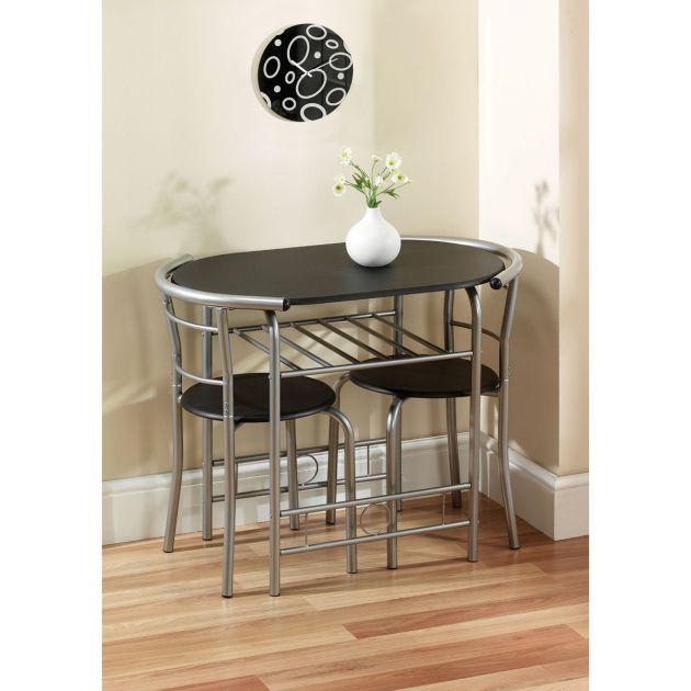 Compact Dining Set - Black/Silver