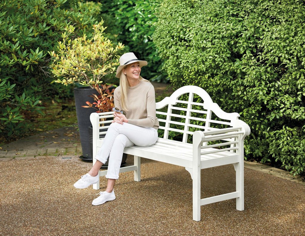 Greenhurst Lutyens Style Garden Bench - Forest White - Garden Shop Online