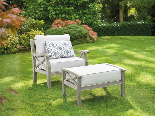 Greenhurst Sorrento Garden Armchair, Footstool & Cushions - Grey