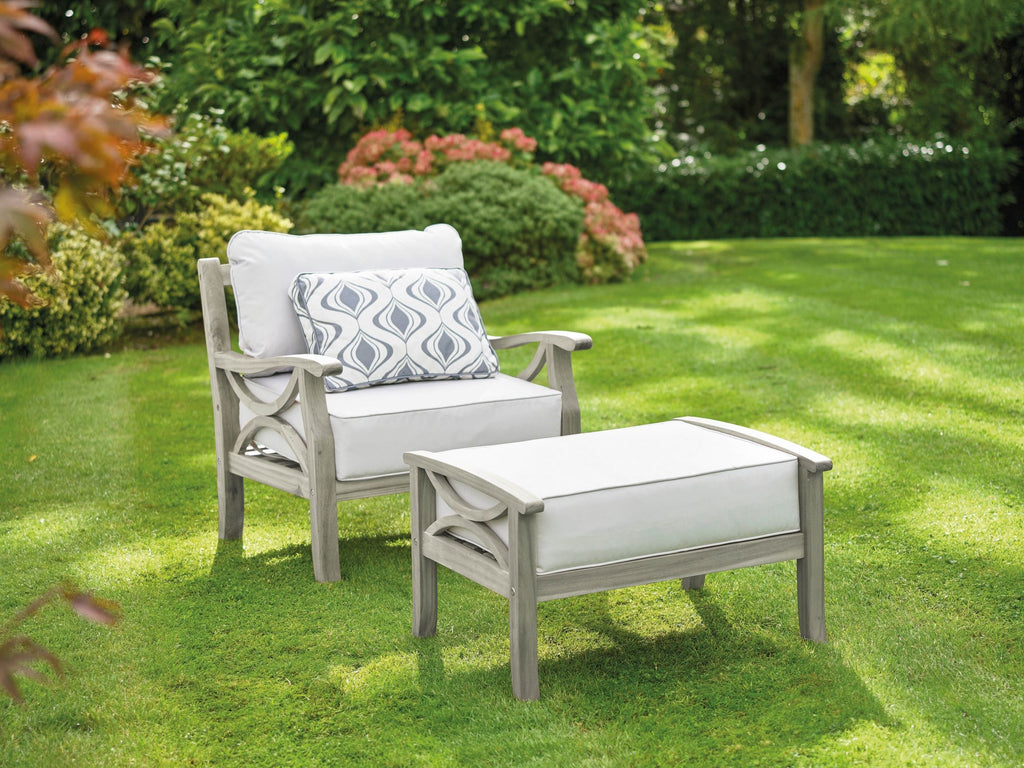 Greenhurst Sorrento Garden Armchair, Footstool & Cushions - Grey - Garden Shop Online