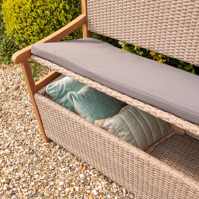 Brown rattan 2024 storage bench