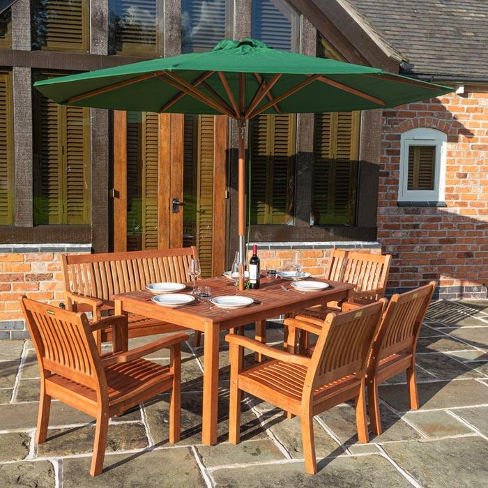 Rowlinson Willington Green 2.7m Wooden Parasol with Base