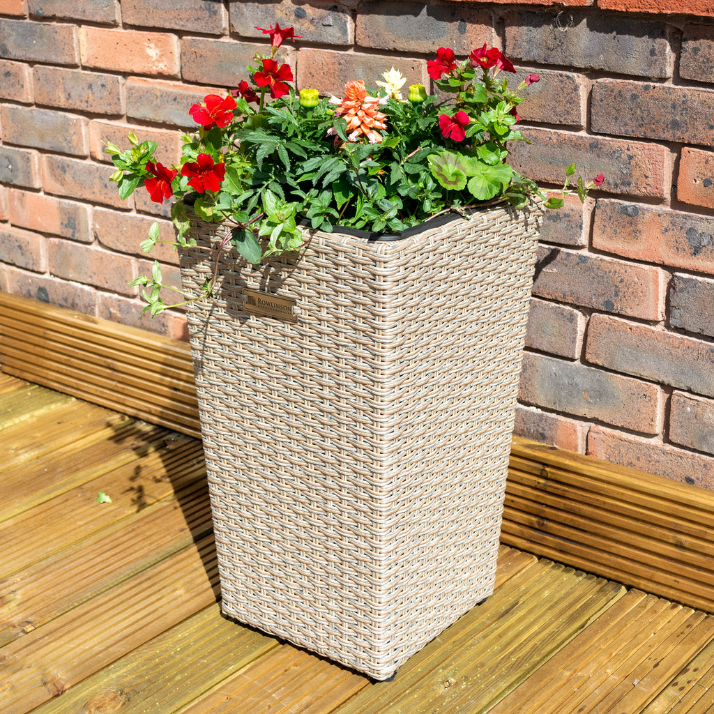 Square Natural Rattan Planter - Pack of 2 - Garden Shop Online