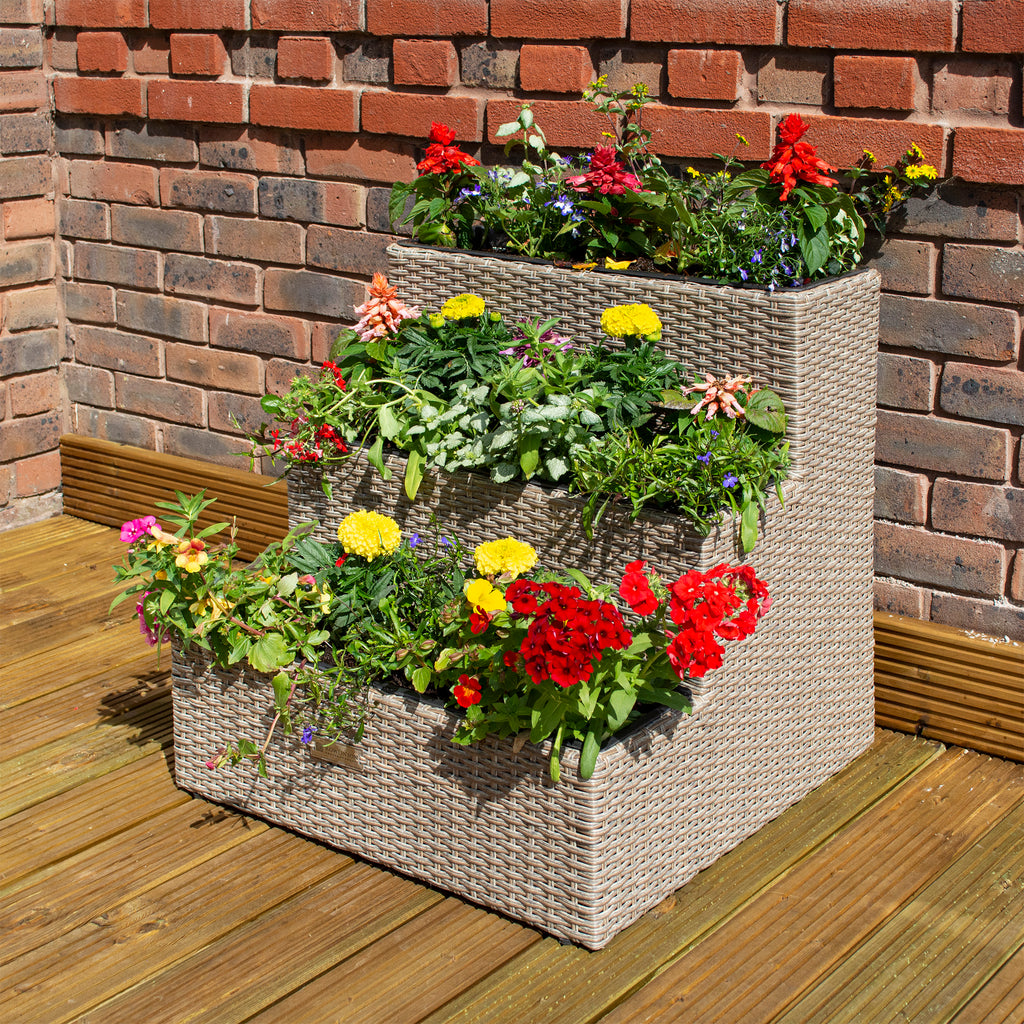 Natural Rattan Weave Tier Planter - Garden Shop Online
