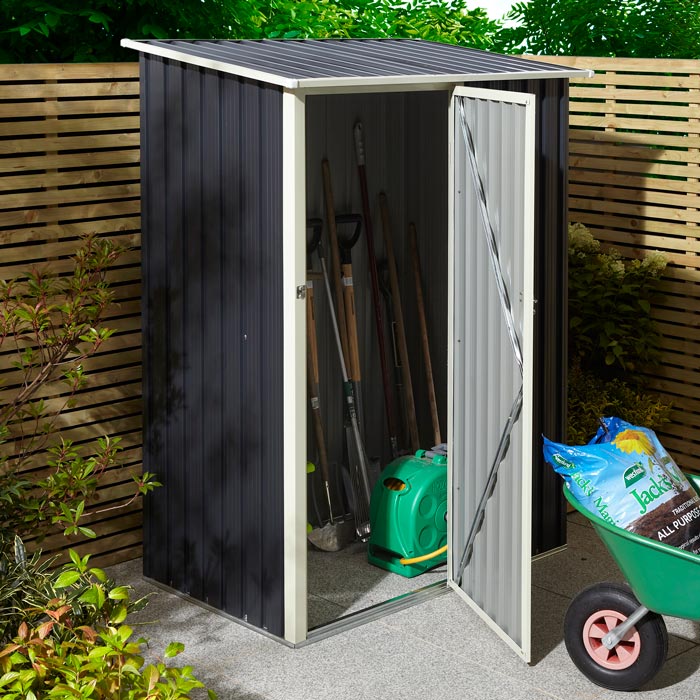 Rowlinson Trentvale 5x3 Metal Pent Shed - Dark Grey - Garden Shop Online