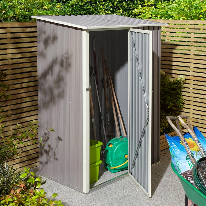 Rowlinson Trentvale 5x3 Metal Pent Shed - Light Grey - Garden Shop Online