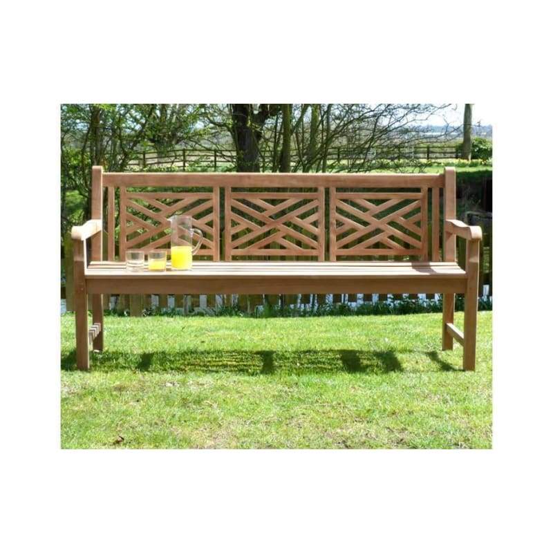 Oxford Cross Weave Back Teak Garden Bench 180Cm - Garden Benches