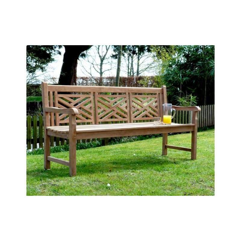 Oxford Cross Weave Back Teak Garden Bench 180Cm - Garden Benches