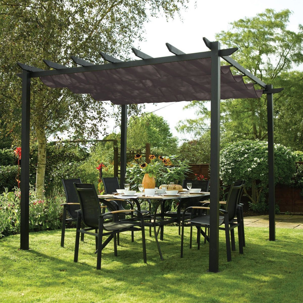 Rowlinson Latina Canopy Pergola 3m x 3m Grey - Garden Shop Online